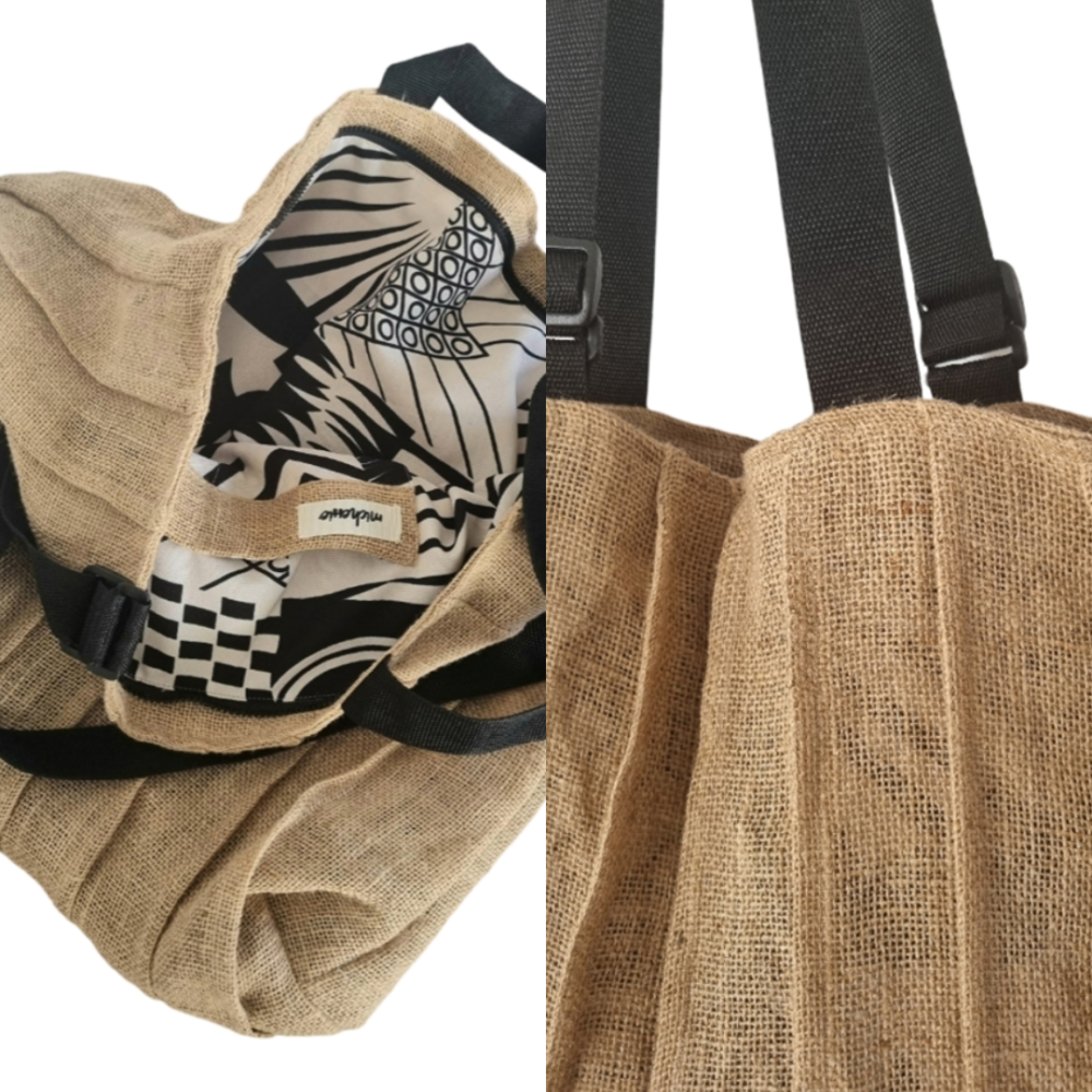 PLEATED TOTE L NATURAL - Image 3