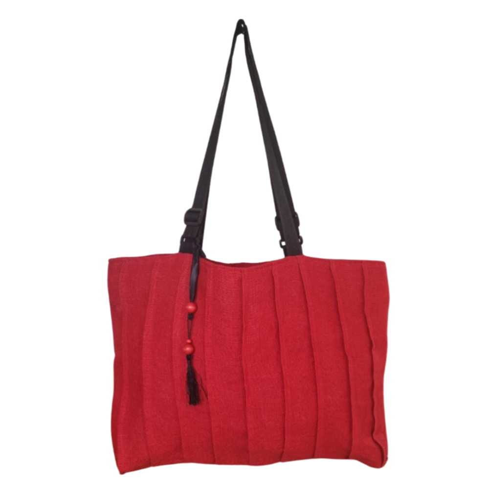 PLEATED TOTE XL RED